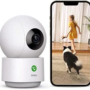 AOSU 2K Security Camera Indoor, Baby Monitor Pet Camera 360-Degree for Home Security, WiFi Camera with 5/2.4 GHz Wi-Fi, One-Touch Calls, Smart Motion Tracking, IR Night Vision, Compatible with Alexa
