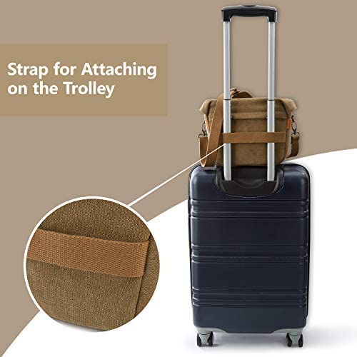 BAGSMART Camera Bag, SLR DSLR Canvas Camera Case, Vintage Padded Camera Shoulder Bag with Rain Cover for Women and Men, Khaki - Image 5