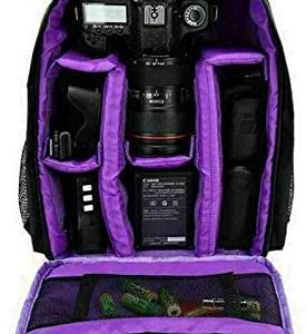 winvin Waterproof SLR/DSLR Camera Backpack Shoulder Bag Travel Case for Canon Nikon Sony Digital Lens (Purple)