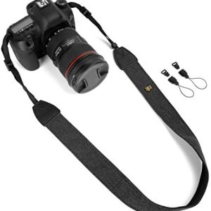 WANBY Camera Strap Black Canvas Neck Shoulder Strap with Quick Release Buckles for DSLR SLR