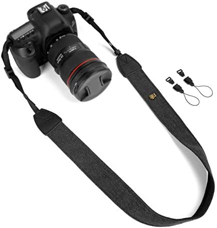 WANBY Camera Strap Black Canvas Neck Shoulder Strap with Quick Release Buckles for DSLR SLR