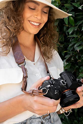 MegaGear MG1515 Sierra Series Genuine Leather Camera Shoulder or Neck Strap - Brown Compact - Image 2