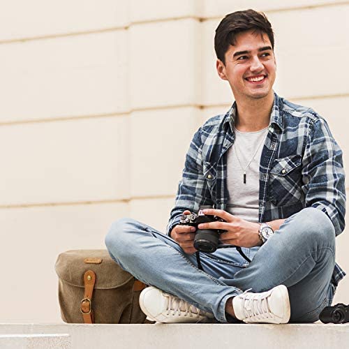 BAGSMART Camera Bag, SLR DSLR Canvas Camera Case, Vintage Padded Camera Shoulder Bag with Rain Cover for Women and Men, Khaki - Image 7